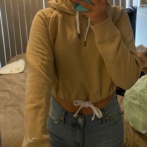 Hollister tan crop hoodie